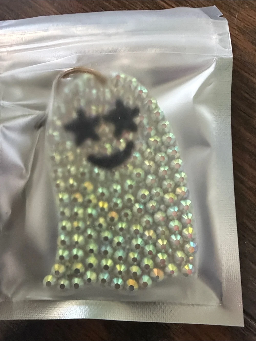 Castle Crystals Holographic Rhinestone Smiley Ghost Keychain Never Opened
